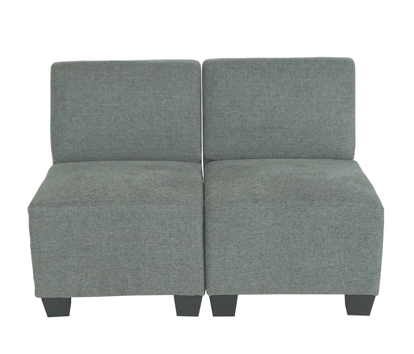 Modular 2-Sitzer Sofa Couch Lyon, Stoff/Textil ~ grau, ohne Armlehnen