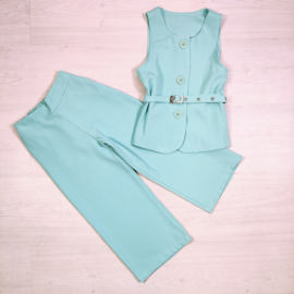 Mini Chic Button Suit Set - mint (Verzenddatum 27 feb)