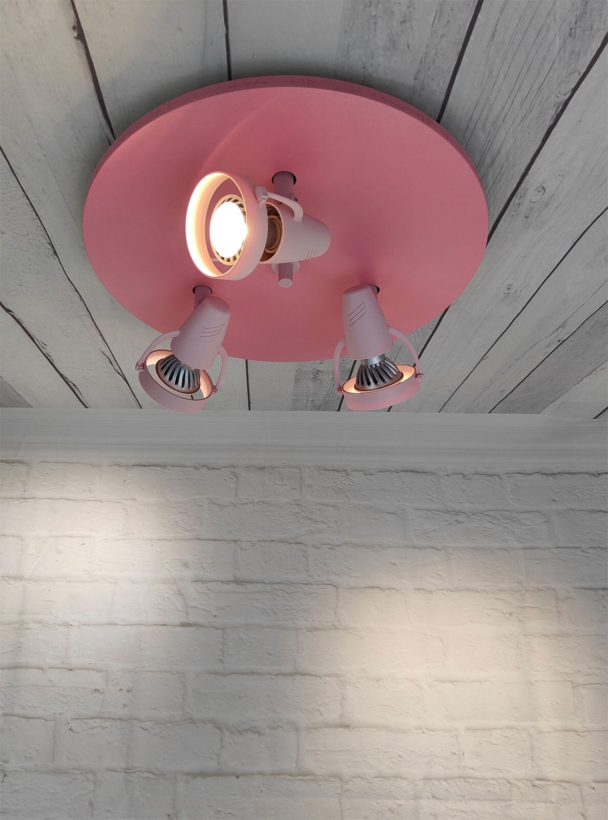 niermann Retrofit Kinderlampe Decke 3 Spots STRAHLER pastellrose