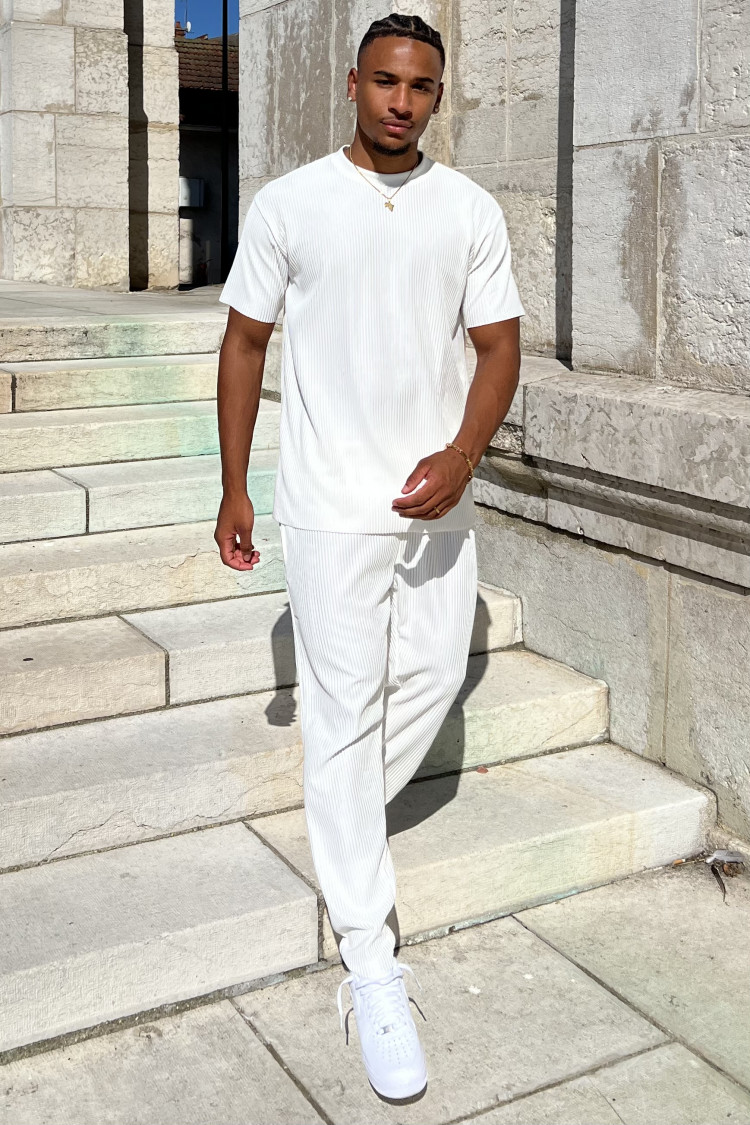 Ensemble 2 pièces T-shirt + pantalon blanc