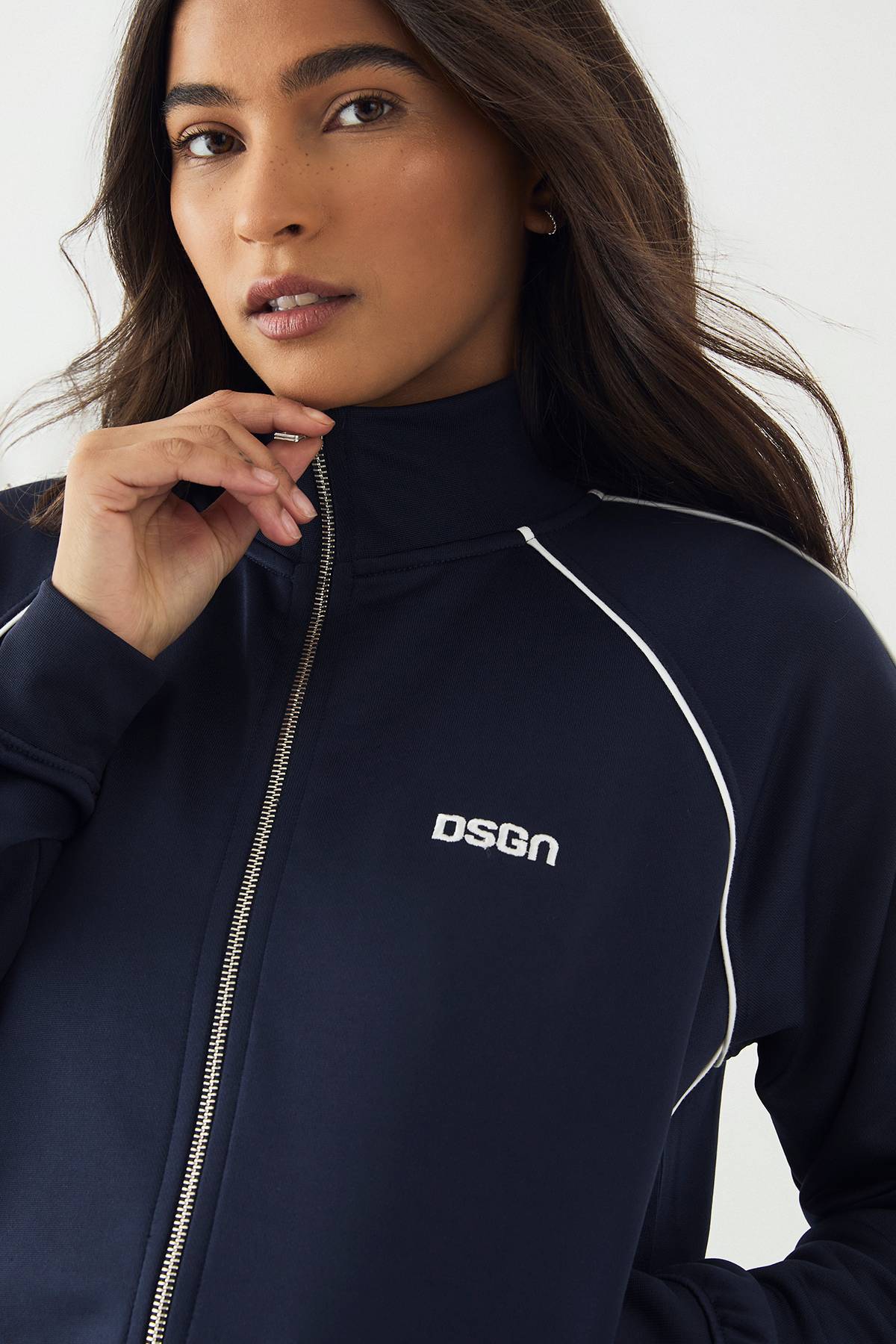 Veste de Survêtement Zippée DSGN Studio en Tricot avec Détail de Passepoil