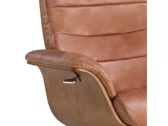 Fauteuil pivotant en cuir de couleur camel 5083 ANGEL CERDA