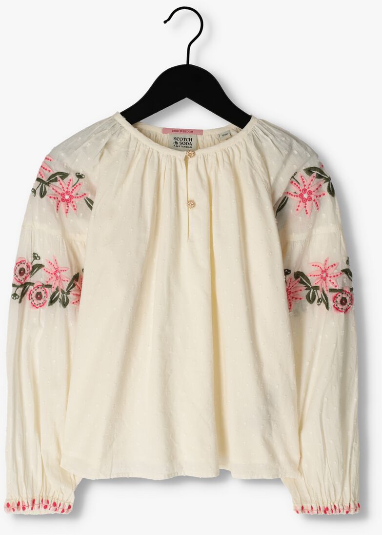 SCOTCH & SODA witte scotch & soda blouse long sleeved flower embroidery top