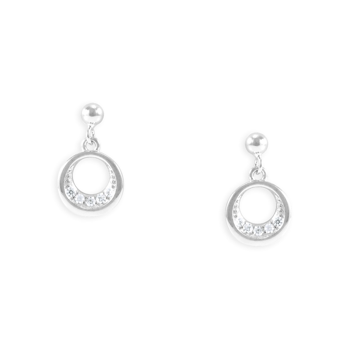 Boucles d'oreilles pendantes en argent 925 rhodié avec oxydes de zirconium