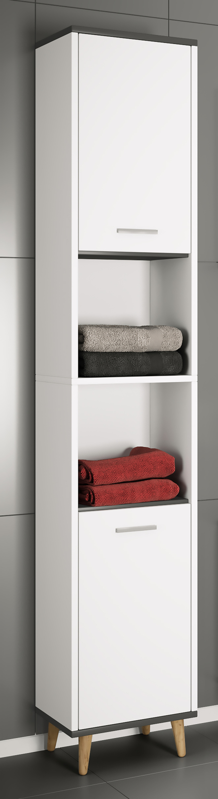 Hochschrank LANDOS - weiß-anthrazit - 181 cm