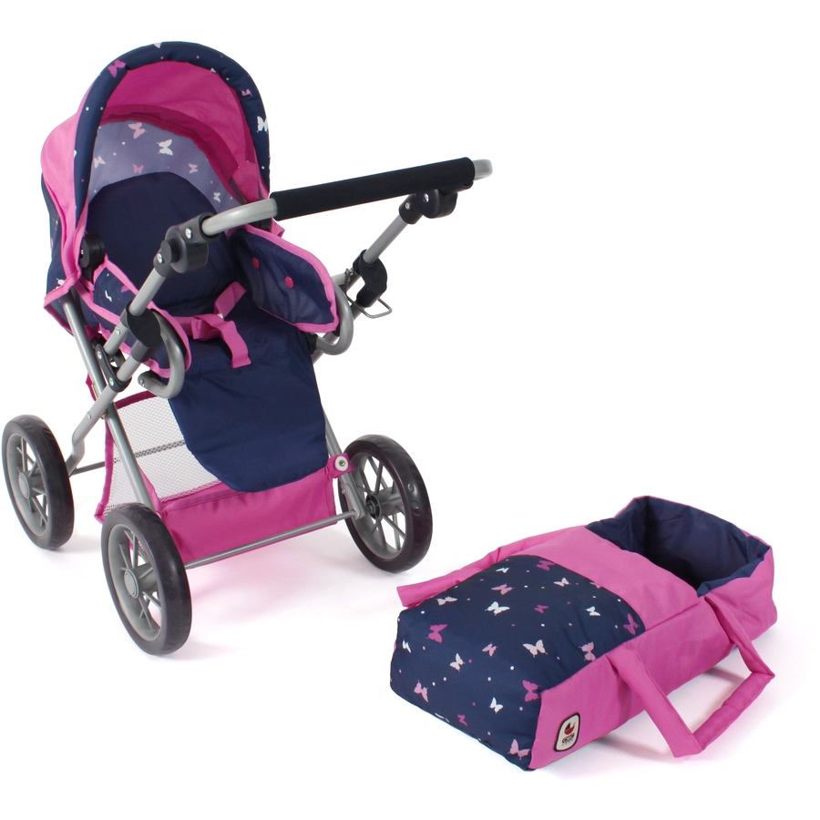 BAYER CHIC 2000 Kombi-Puppenwagen LENI Butterfly navy-pink