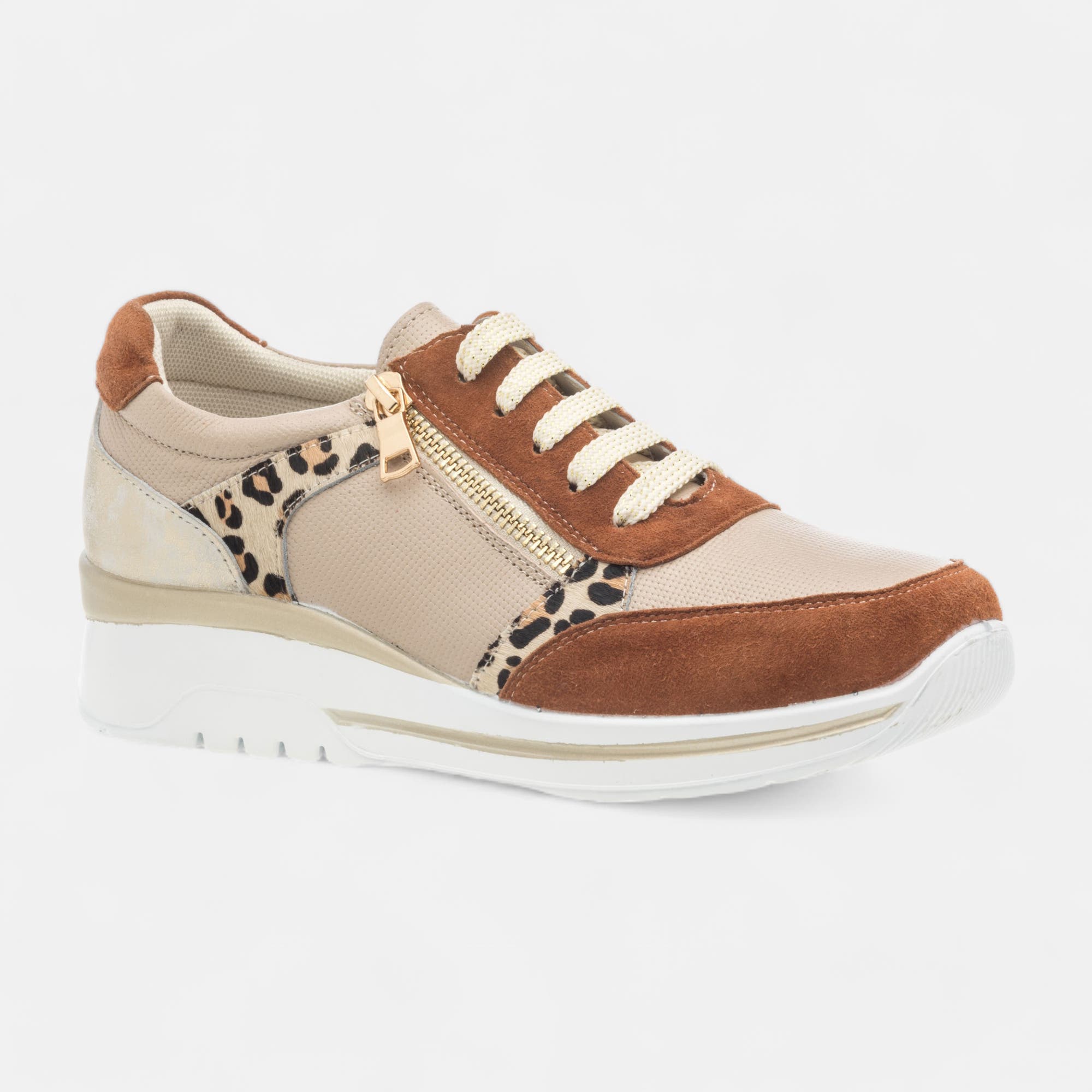 Baskets basses Femme en cuir cognac