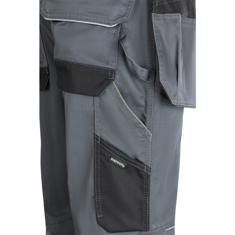 Portwest Urban werkbroek met holsterzakken en kniezakken + gratis kniestukken 50 grijs/zwart