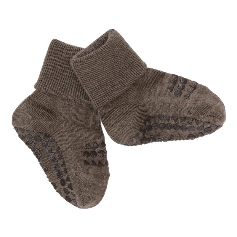 Non Slip Socks Wool Brown Melange - GoBabyGo - Rumpetroll