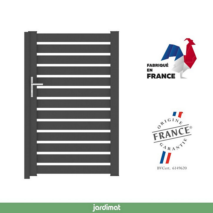 Portillon Jardimat battant aluminium Audelange noir- 100 x h.170 cm