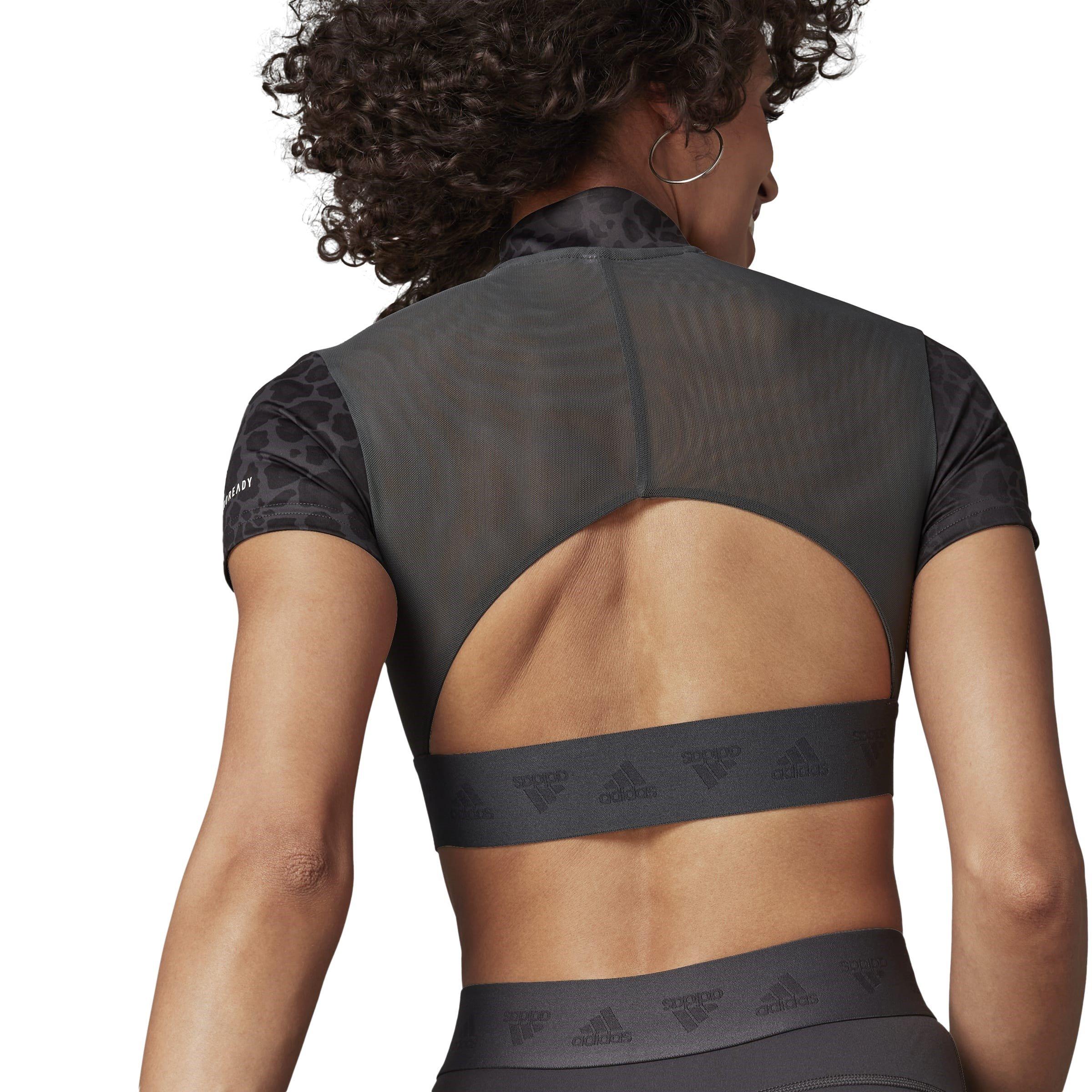 adidas Hyperglam Crop Zip Tee Womens