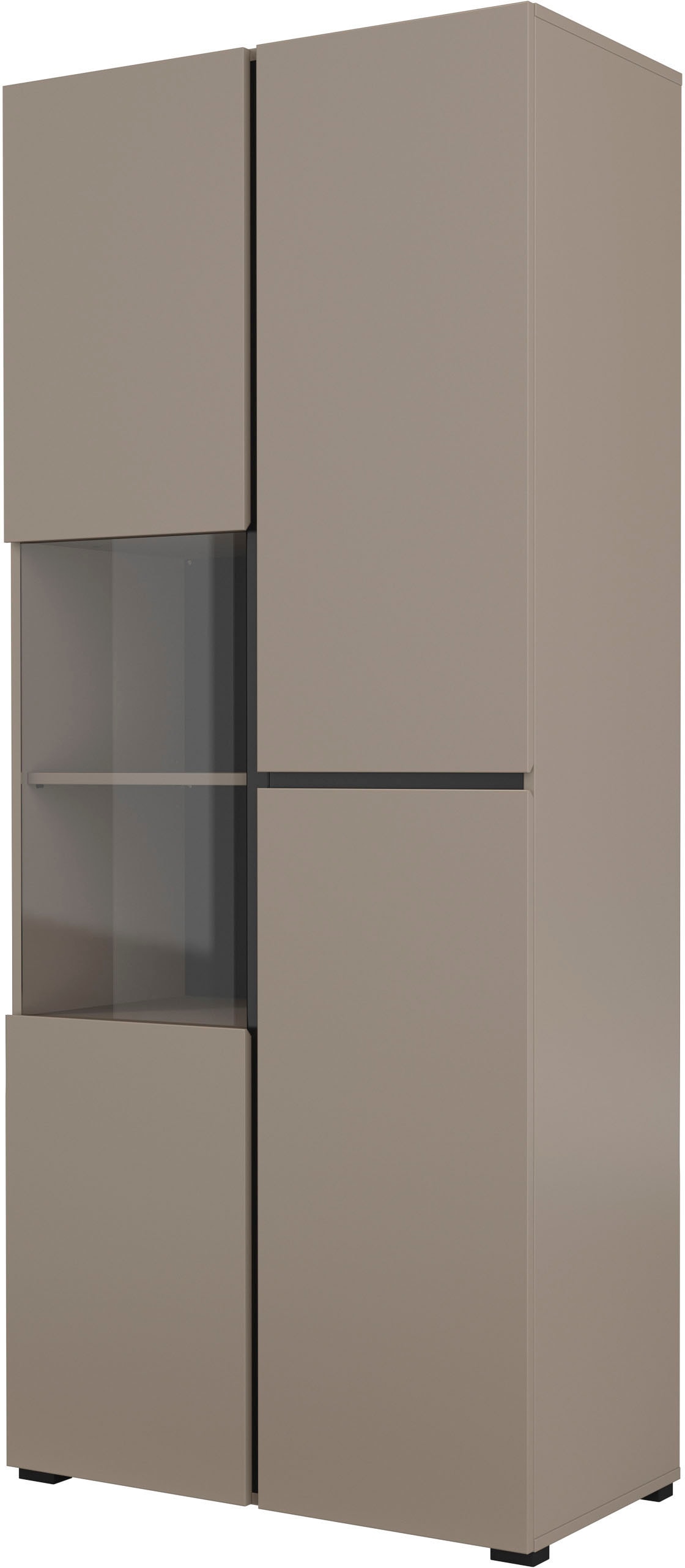 INOSIGN Vitrine »Cross, Höhe 183,5 cm, moderne grifflose Standvitrine mit 3 Türen« Hochschrank mit viel Stauraum, Glastür und verstellbaren Einlegeböden