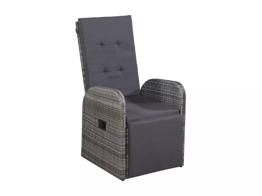 Ensemble de salle à manger de jardin et coussins 9 pièces Gris