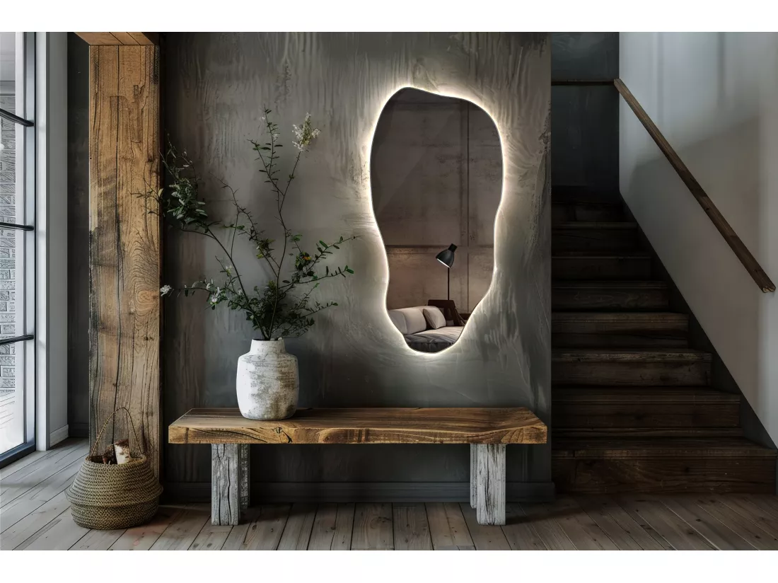 Miroir LED Lumineux Sans Cadre à Accrocher au Mur de la Maison 45 cm x 90 cm - lumière neutre