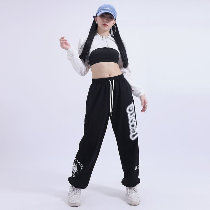 Soufu - Rechte joggingbroek met trekkoord en tekstprint