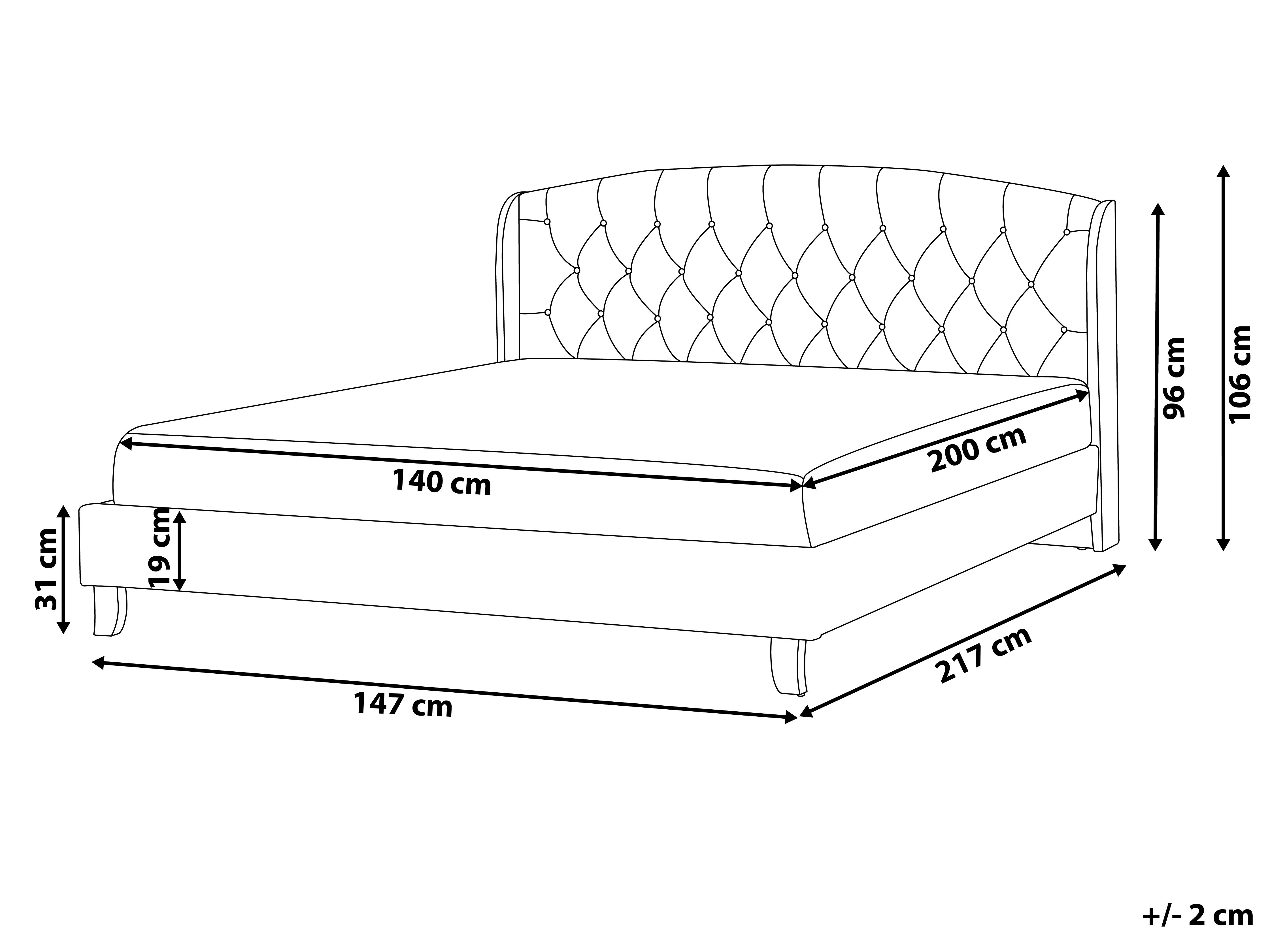Bed Stof BORDEAUX 140 x 200 cm Beige
