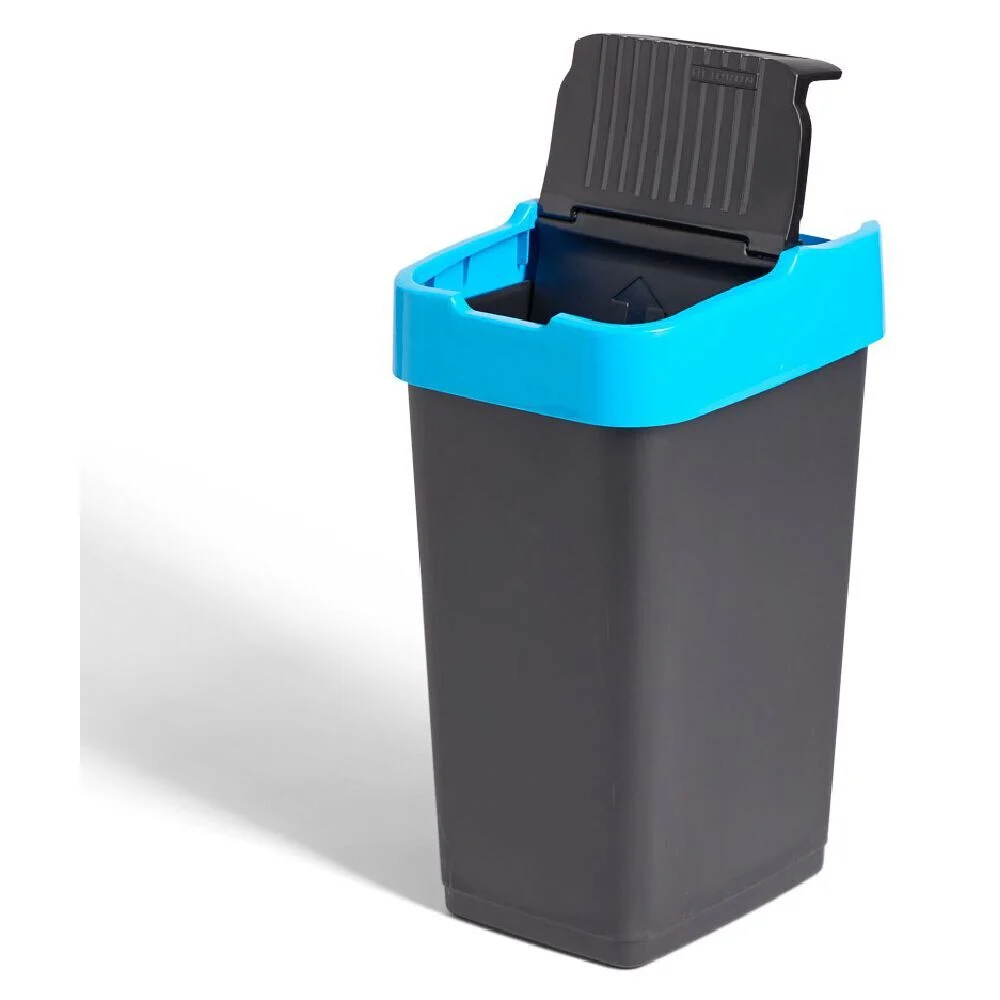 Poubelle de tri pour papier 35L plastique bleu et noir