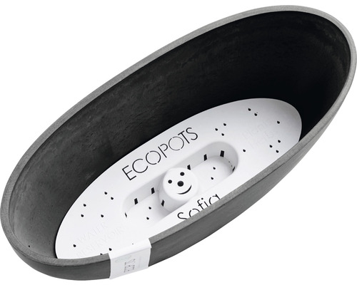 Ecopots Sofia plantenbak, kunststof, 30 x 13 x 13,5 cm, donkergrijs