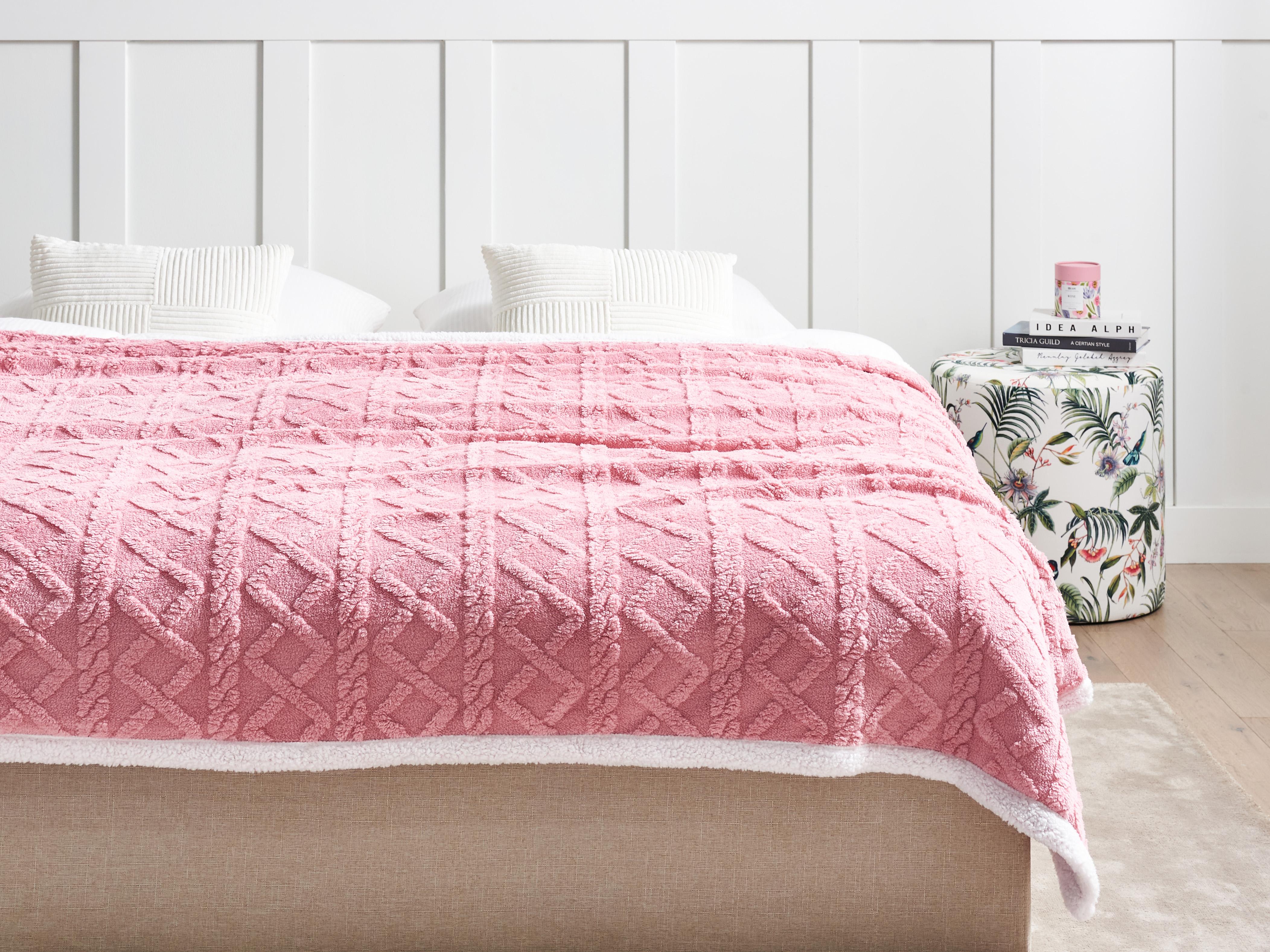Plaid HONEYCOMB 150 x 200 cm Roze