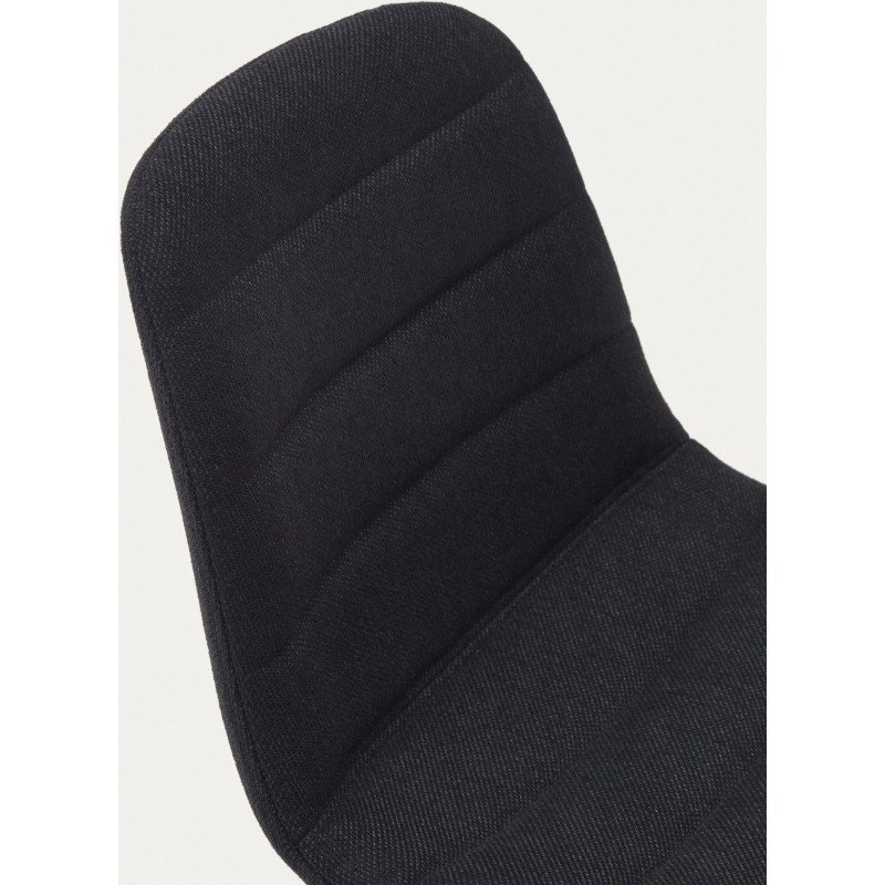 Tabouret  Zunilda en chenille noir  et acier avec finition noir mat hauteur 65 cm