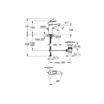 Grohe Wastafelmengkraan Start Loop M-size Push Open Chroom
