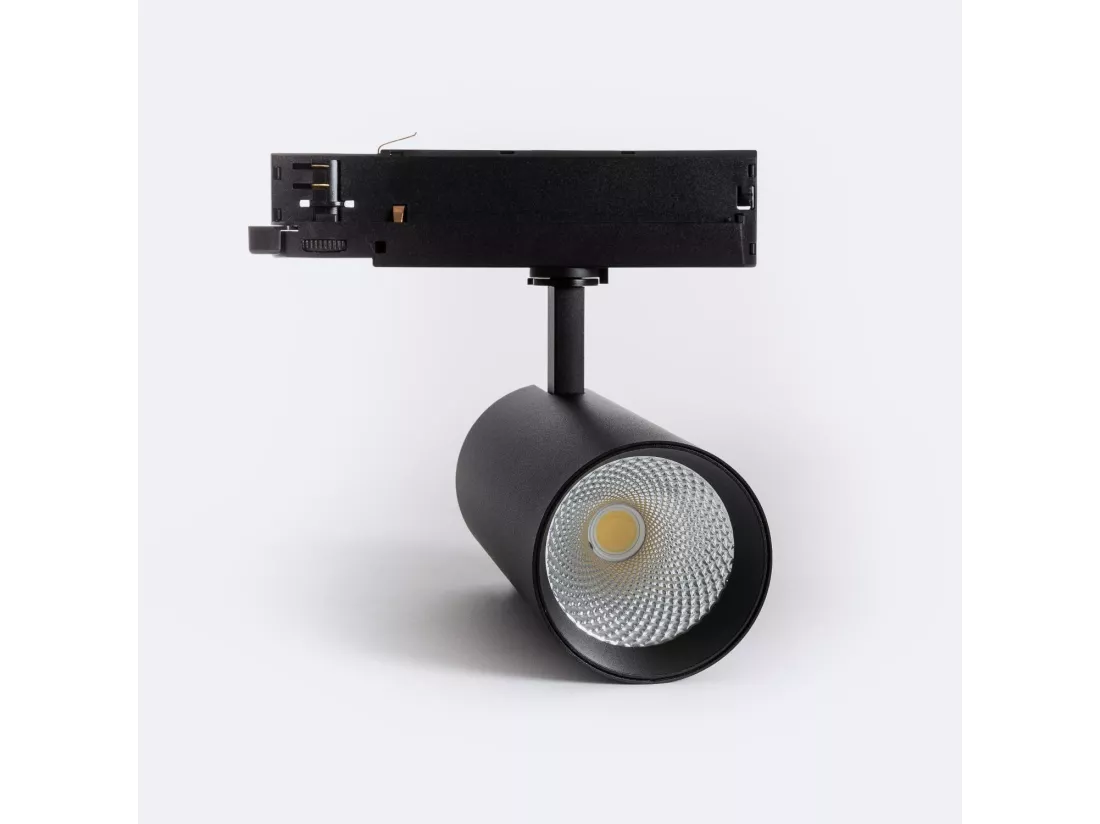 Spot LED sur Rail Triphasé 40W Carlo Noir 3500K Blanc chaud