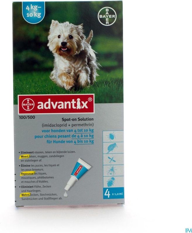 Advantix - Vlooien- en Tekenbestrijding - 100/500 - Doodt Vlooien Binnen 1 Dag