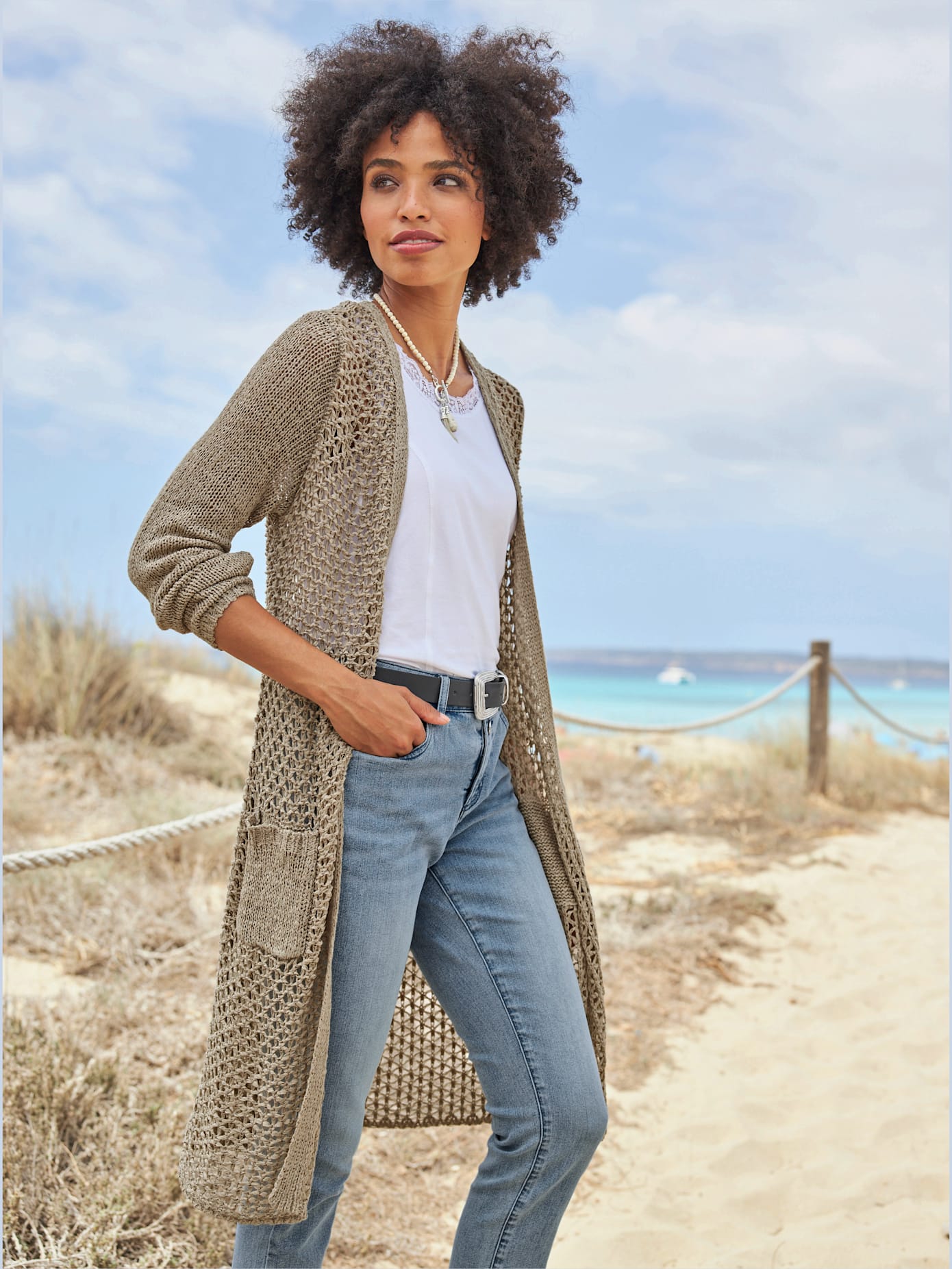 Manteau en tricot 2 poches plaquées