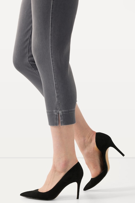 Jersey-Capri Sienna, schmales Bein, Saumschlitze