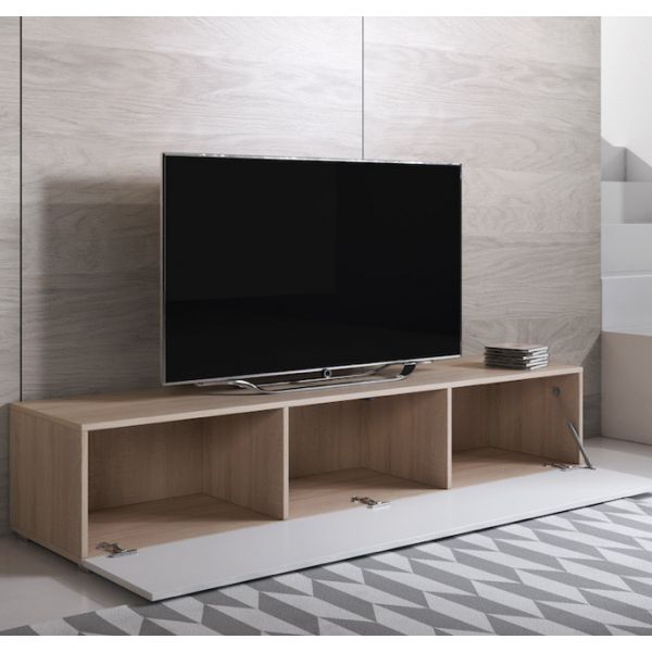 Móveis Bonitos Móvel de Tv Modelo Luke H2 Sonoma e Branca com Pés Standard 160x32cm
