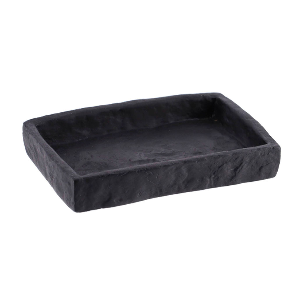 Porte savon rectangulaire polyrésine pierre noire 13x2x9cm