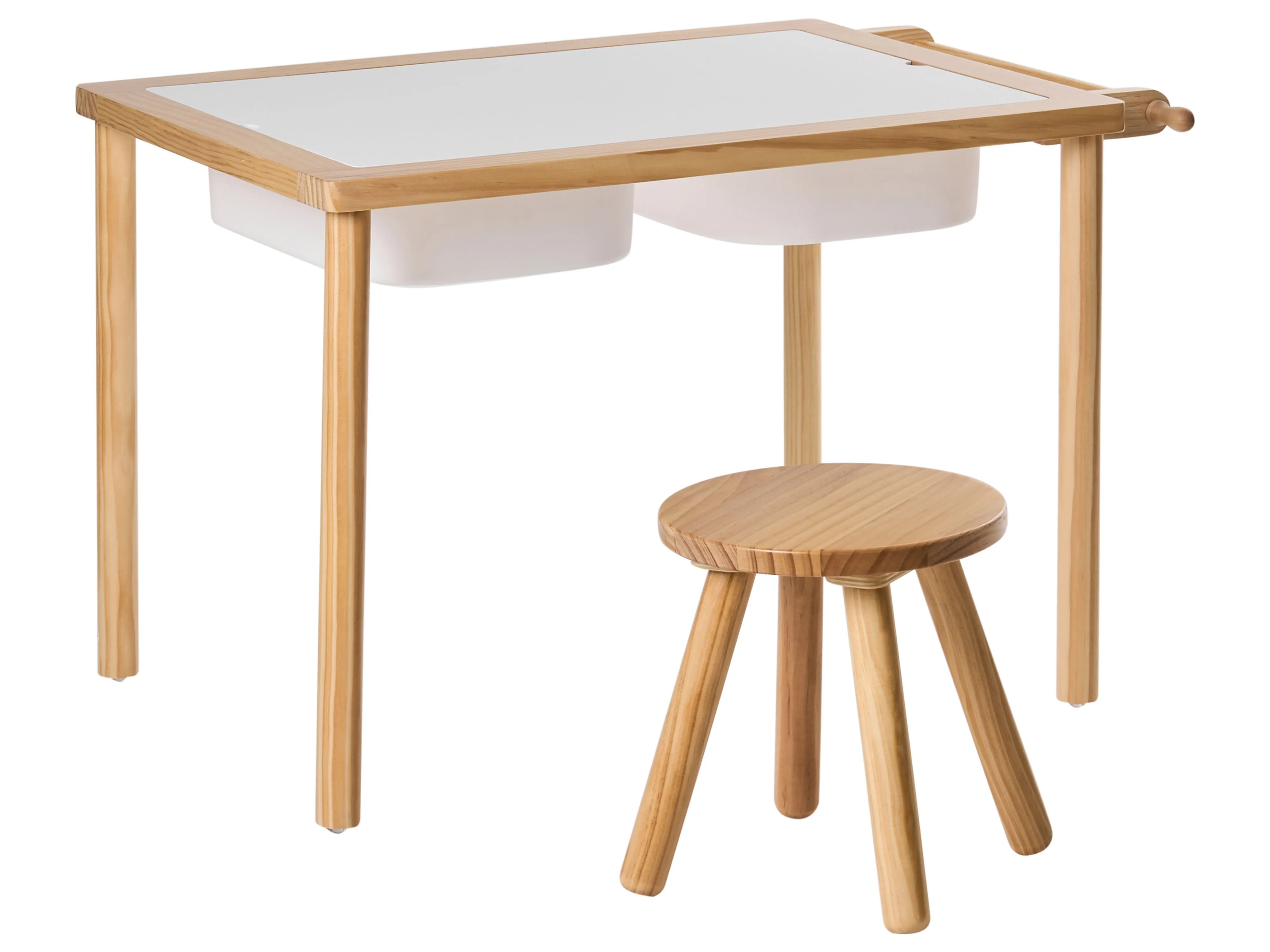 Kindertafel en stoel set KEMPSEY Lichtbruin met opbergruimte