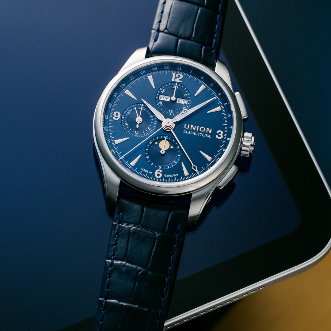 Union Glashütte Belisar Chronograph Mondphase Blau 42mm