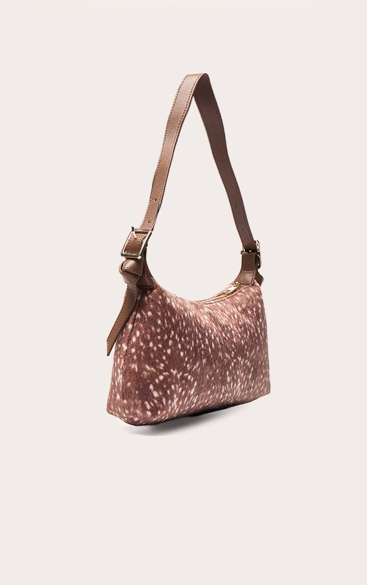 Marron Sac À Bandoulière En Poney Imprimé Cerf