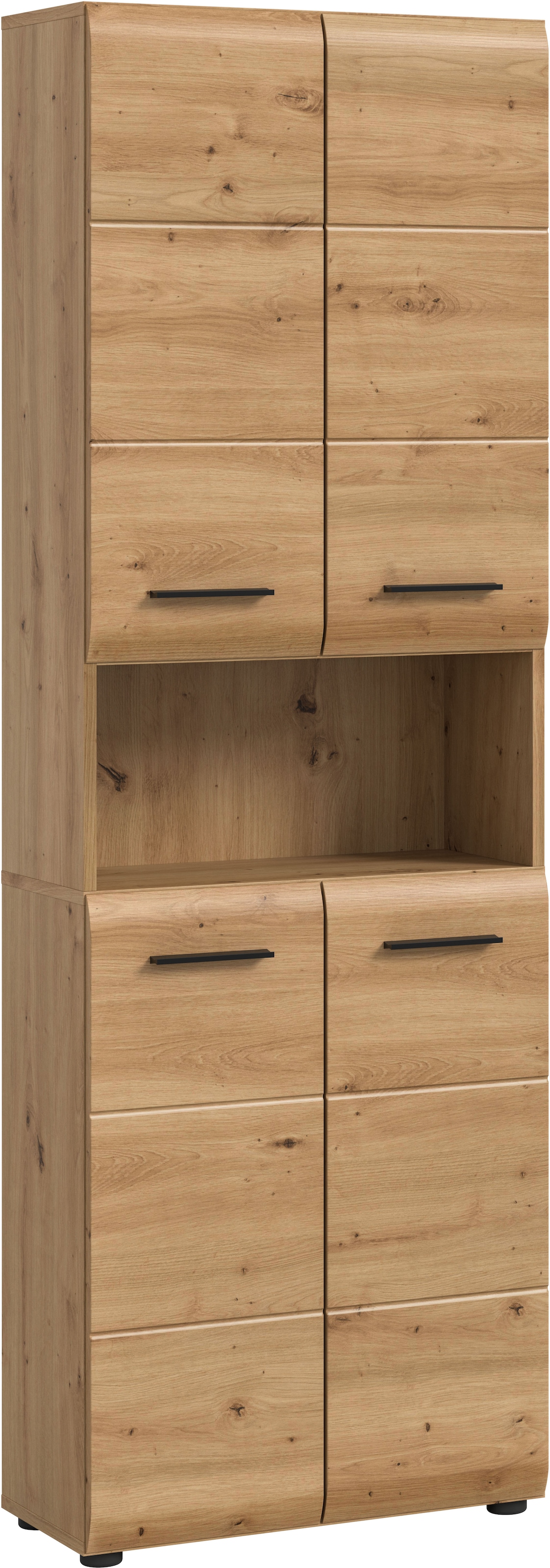 INOSIGN Stauraumschrank »FLORENZ, TOPSELLER!, Höhe 185 cm, 4 Türen, 4 Fachböden, 1 offenes Fach« TOPSELLER!,  hochwertige MDF Front, Griff schwarz