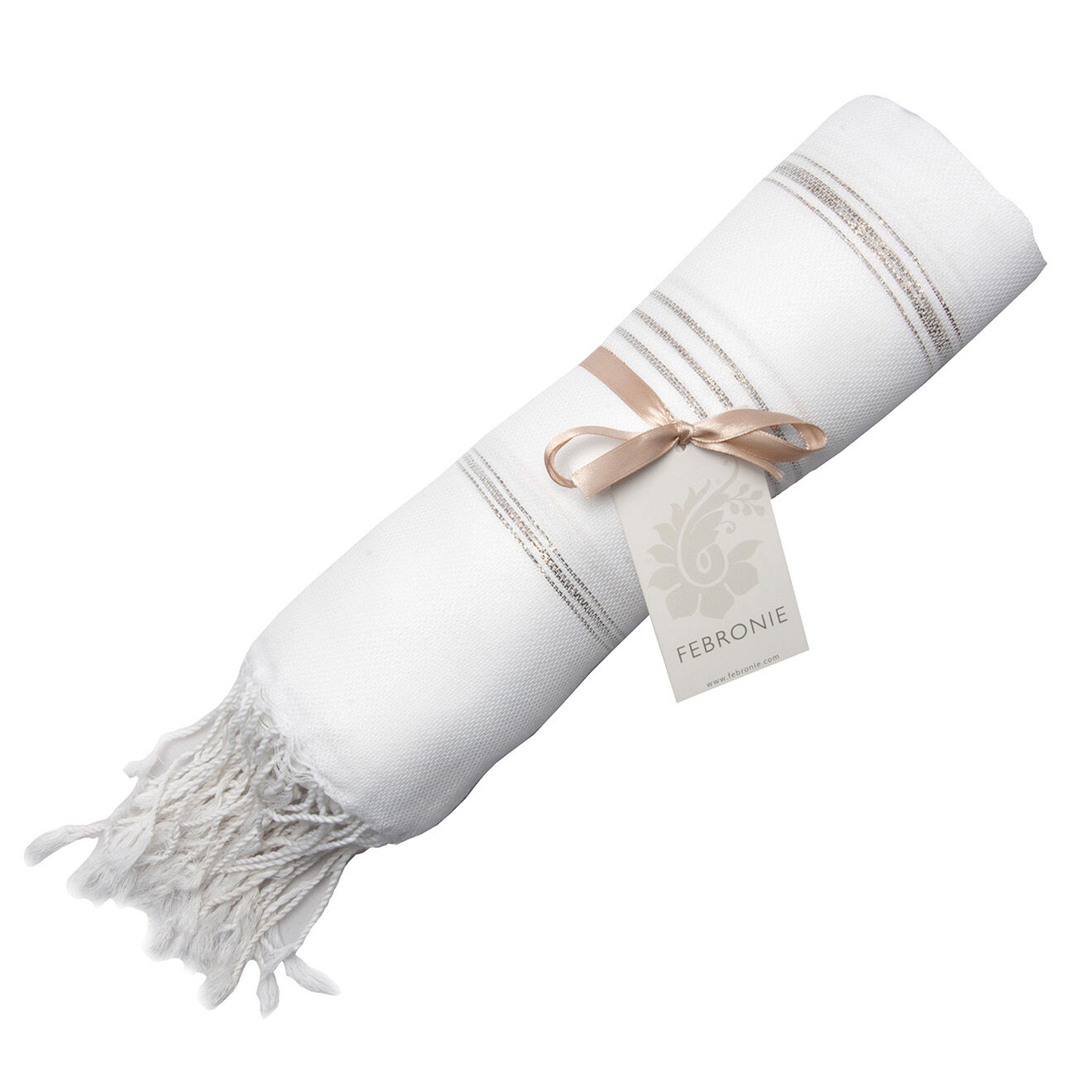 Febronie Fouta Lurex Mykonos blanc/argenté - 100x200 cm