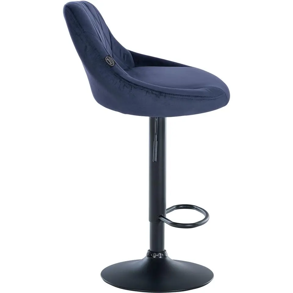 CLP Set van 2 Barkruk Lazio zwart Frame - Fluweel - blauw