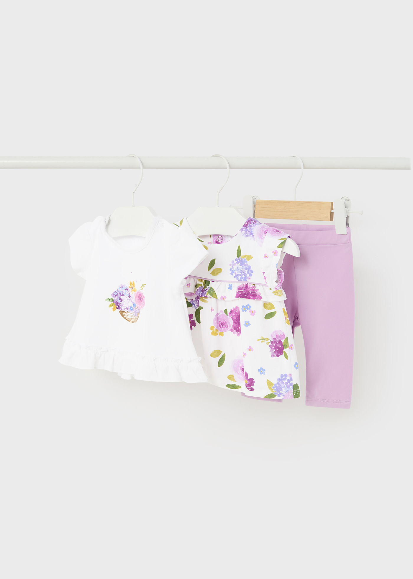Conjunto de 3 peças Better Cotton para recém-nascidos com estampa de dente-de-leão
