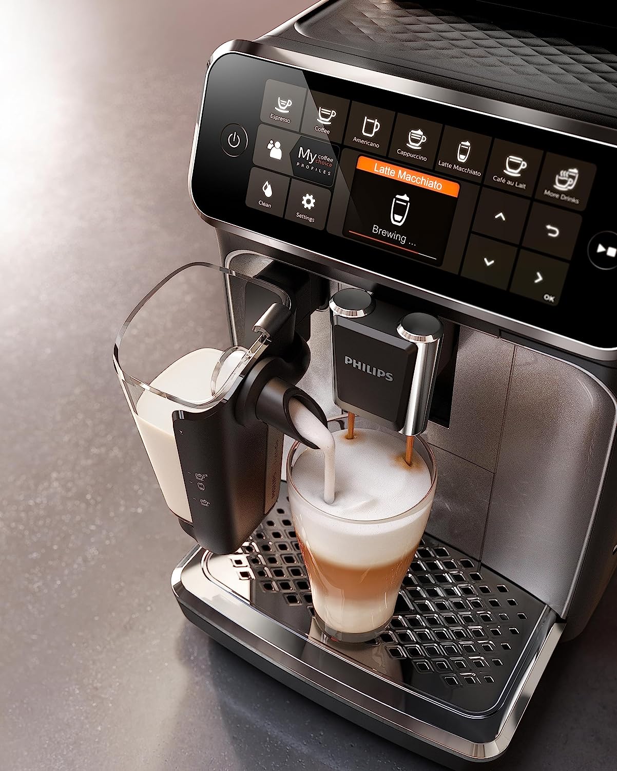 Máquina de café expresso totalmente automática PHILIPS Série 4300 - Espumador de leite LatteGo, 8 variedades de café, visor tátil intuitivo, preta (EP4347/94)