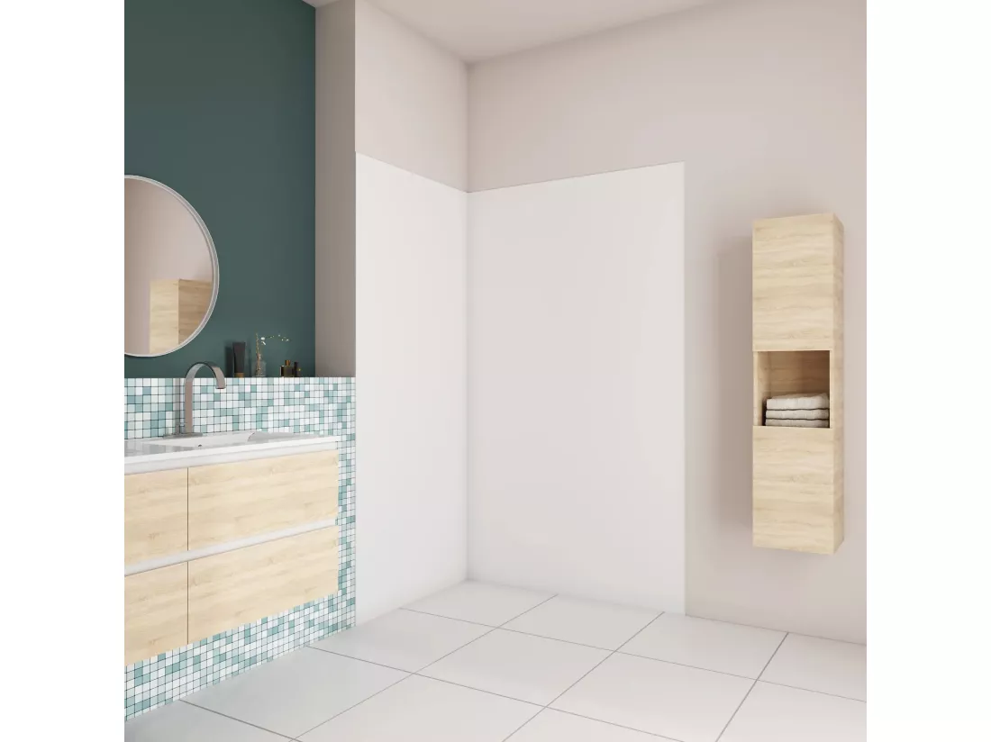 AICA Panneau mural de douche blanc 120x80x210cm,Panneaux muraux salle de bain habillage mural aluminium,avec 2 profilés de finition