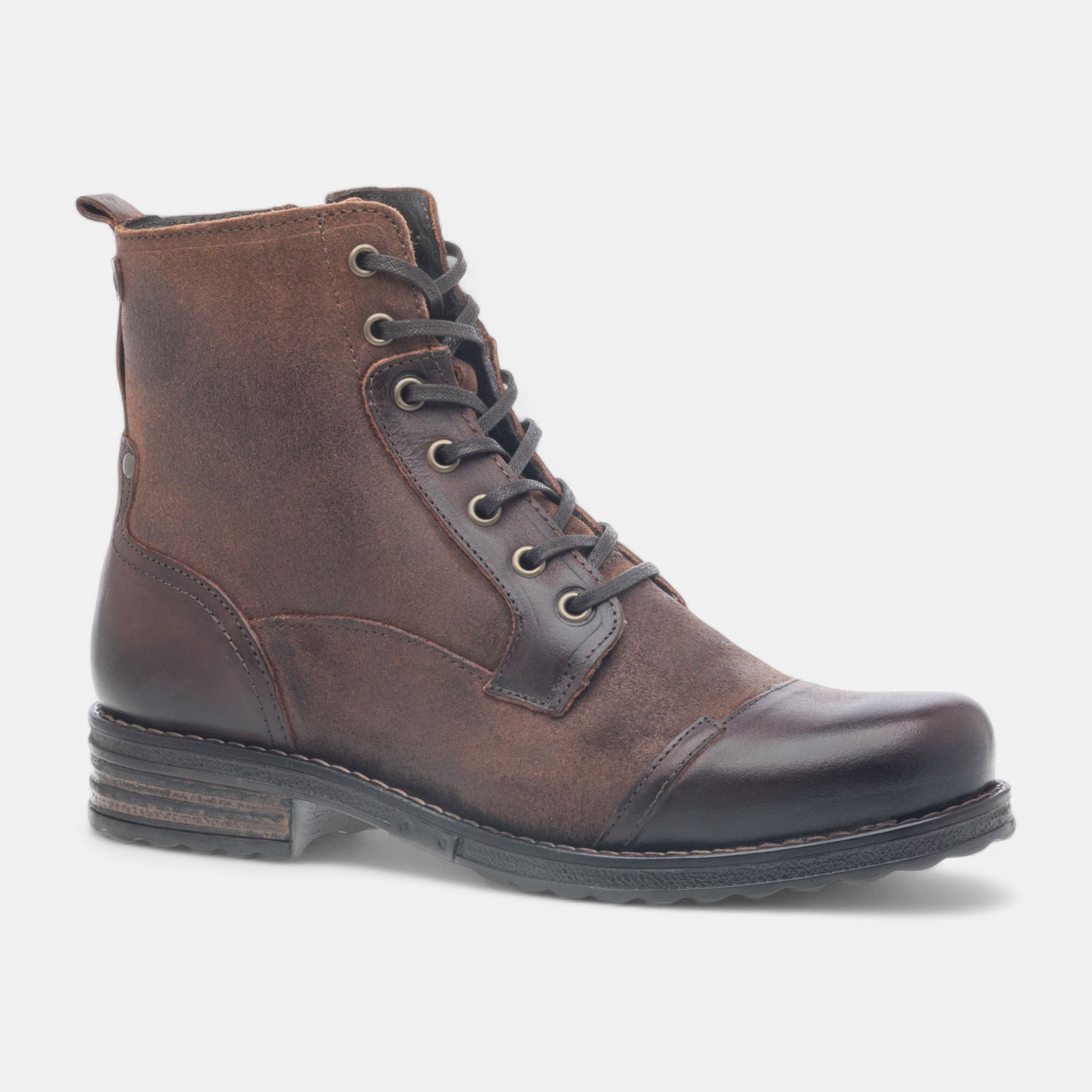 Bottines à lacets Femme en cuir cognac