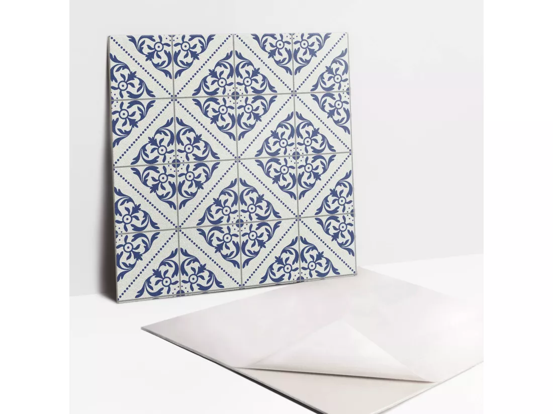 Carrelage autocollant - vinyle - Carrelage bleu portugais 9x30x30