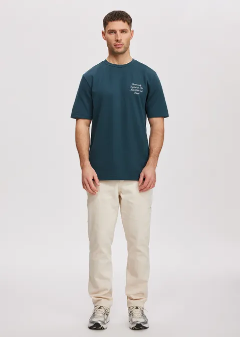 T-shirt met tekst print blauw (PETROL)