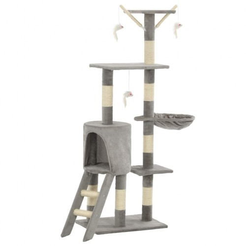 Arranhador para gatos com poste de sisal, cinza