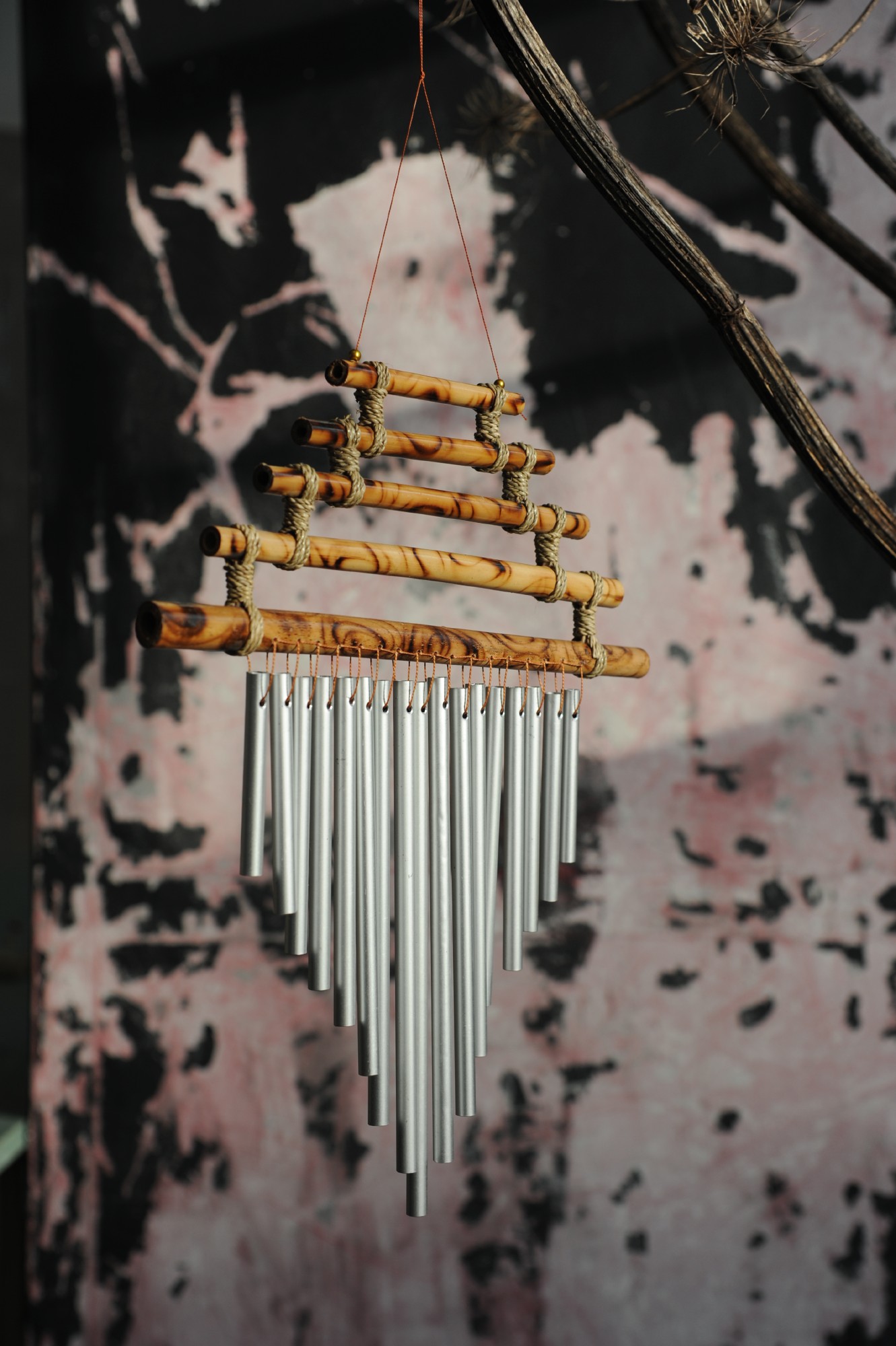 Windspiel 'Pagode', natur, silber, B 30 cm, H 34 cm günstig bestellen