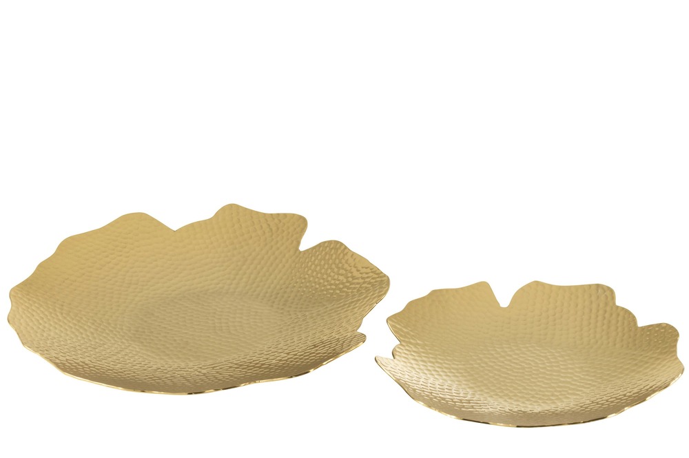 Lot de 2 plateaux fer or