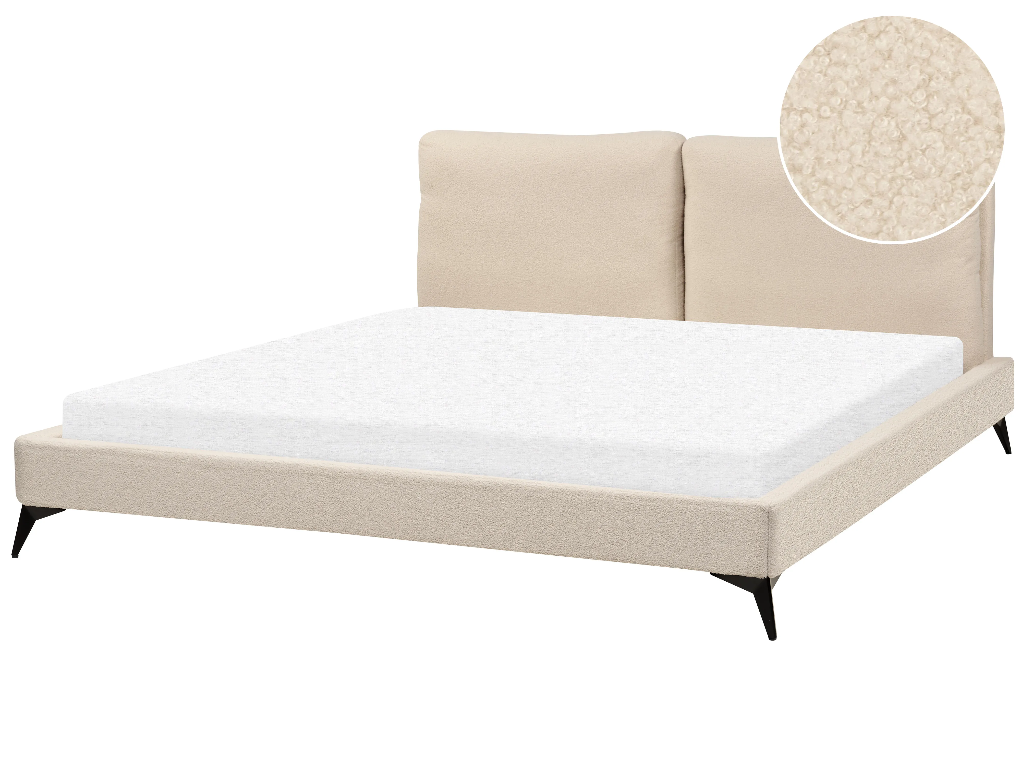 Bed Bouclé MELLE 180 x 200 cm Beige