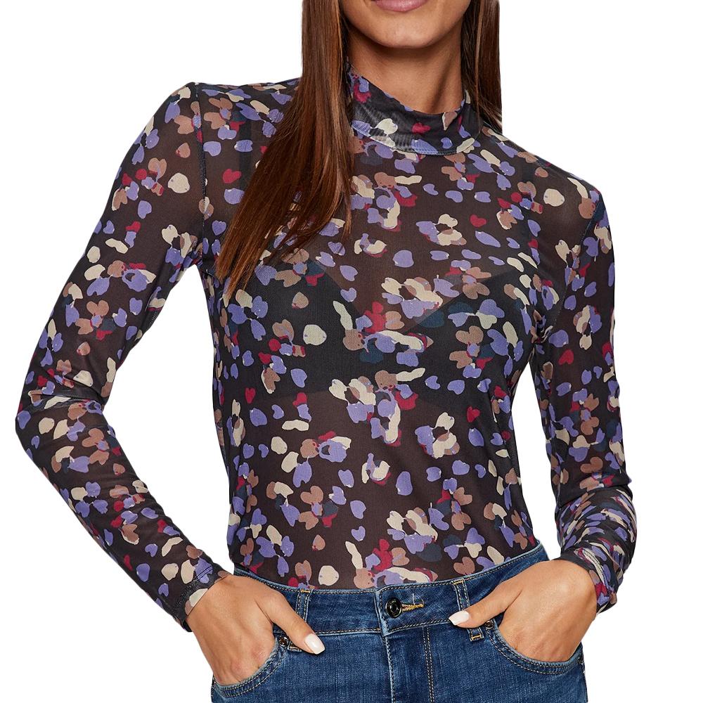 Vila T-Shirt Manches Longues Noir/Bleu Femme Vila Volettis