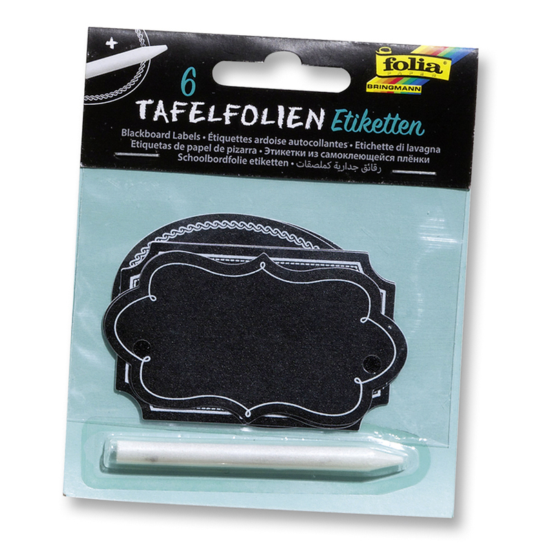 Folia Stickers Tafelfolie, 85 x 50 mm, 6 Stück, 85 x 50 mm , schwarz
