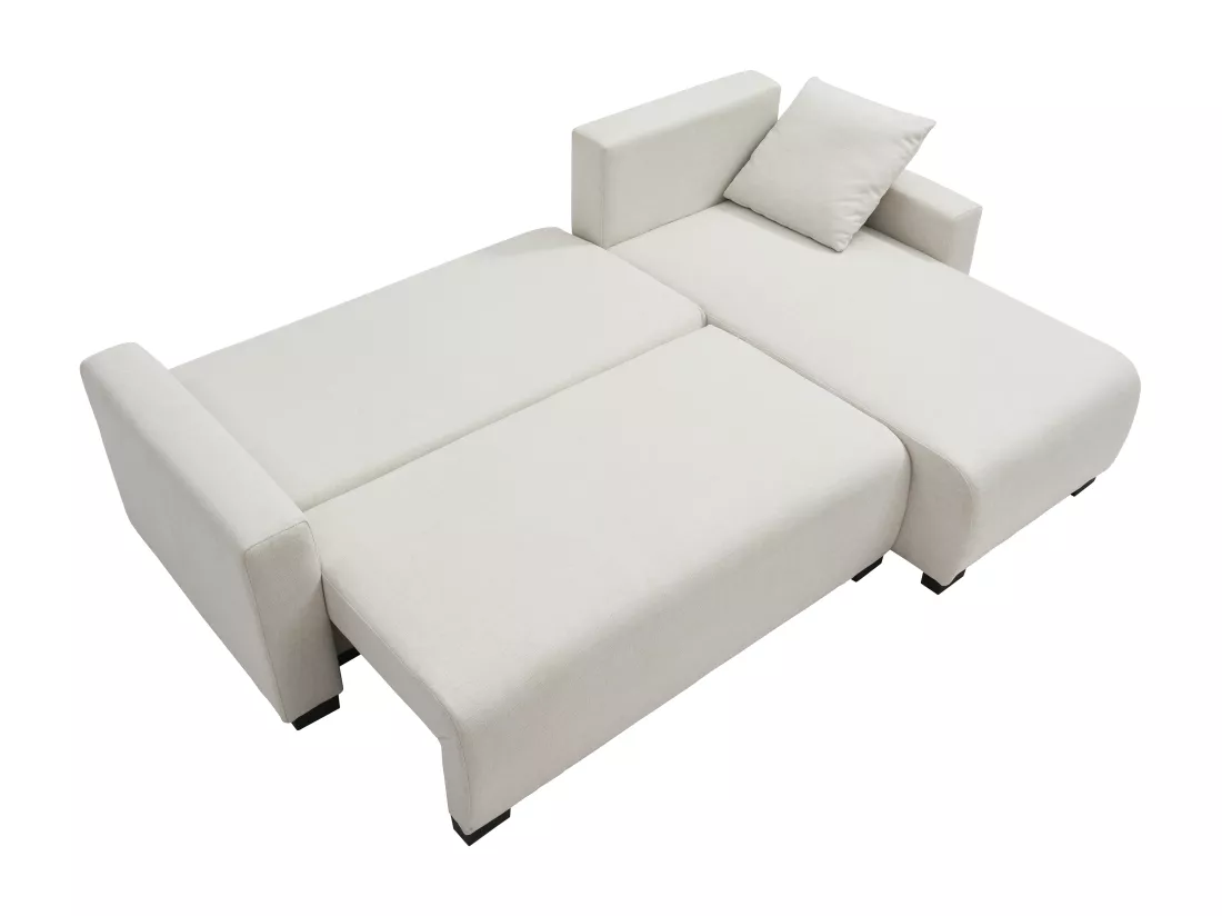 Canapé d'angle convertible et réversible en tissu beige LADAZIA II